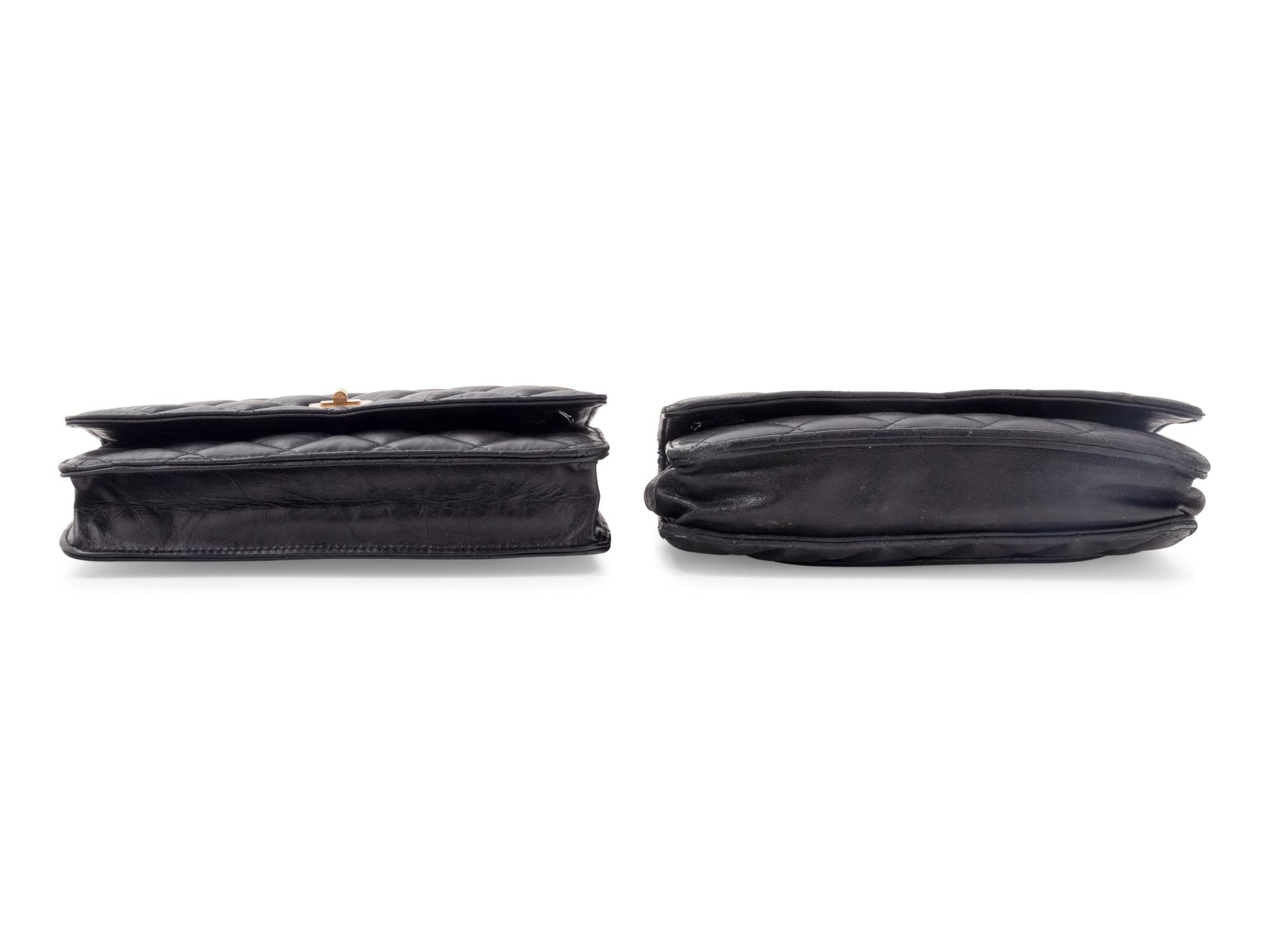 Two Chanel Black Quilted Leather Wallet Bags, 2006-2009