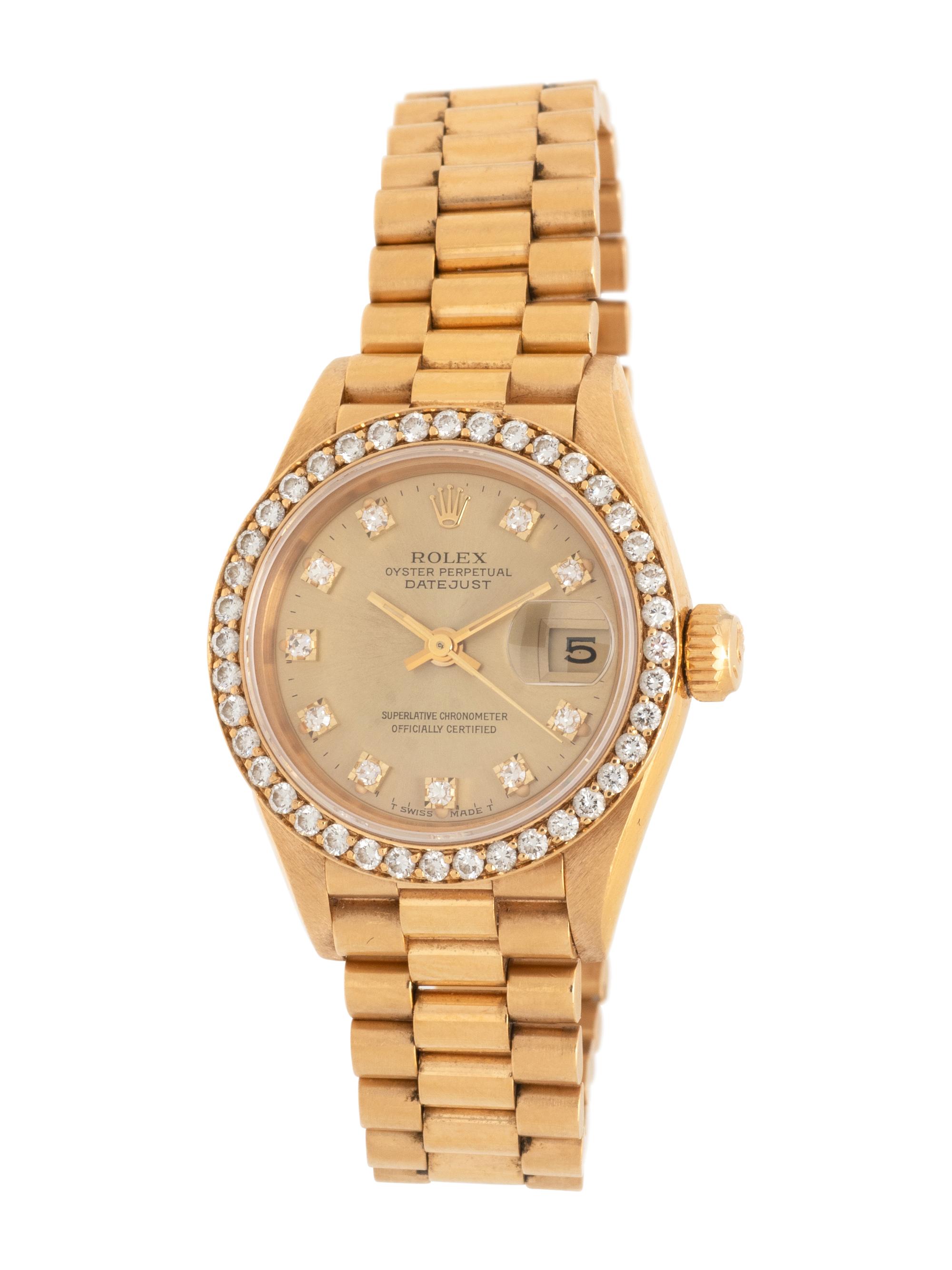 ROLEX, REF. 69138 18K YELLOW GOLD AND FACTORY DIAMOND 'LADY-DATEJUST' WATCH WITH PRESIDENT BRACELET, BOX & PAPERS