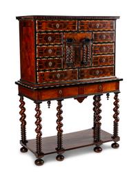A Dutch Baroque Style Marquetry Cabinet on Stand