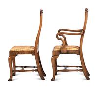 A Set of Queen Anne Style Walnut Chairs