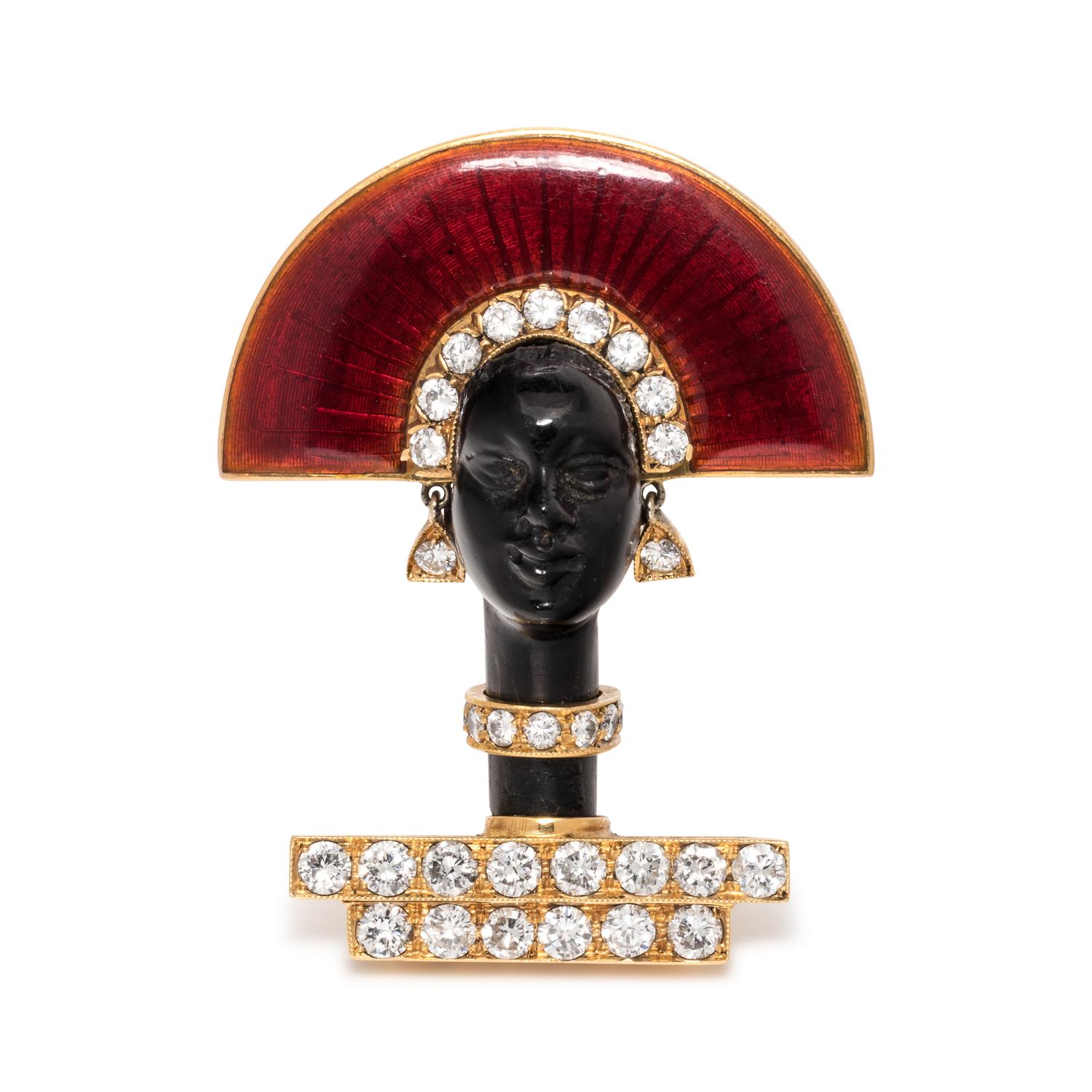 NARDI, ENAMEL AND DIAMOND 'PRINCESS TURANDOT' BROOCH