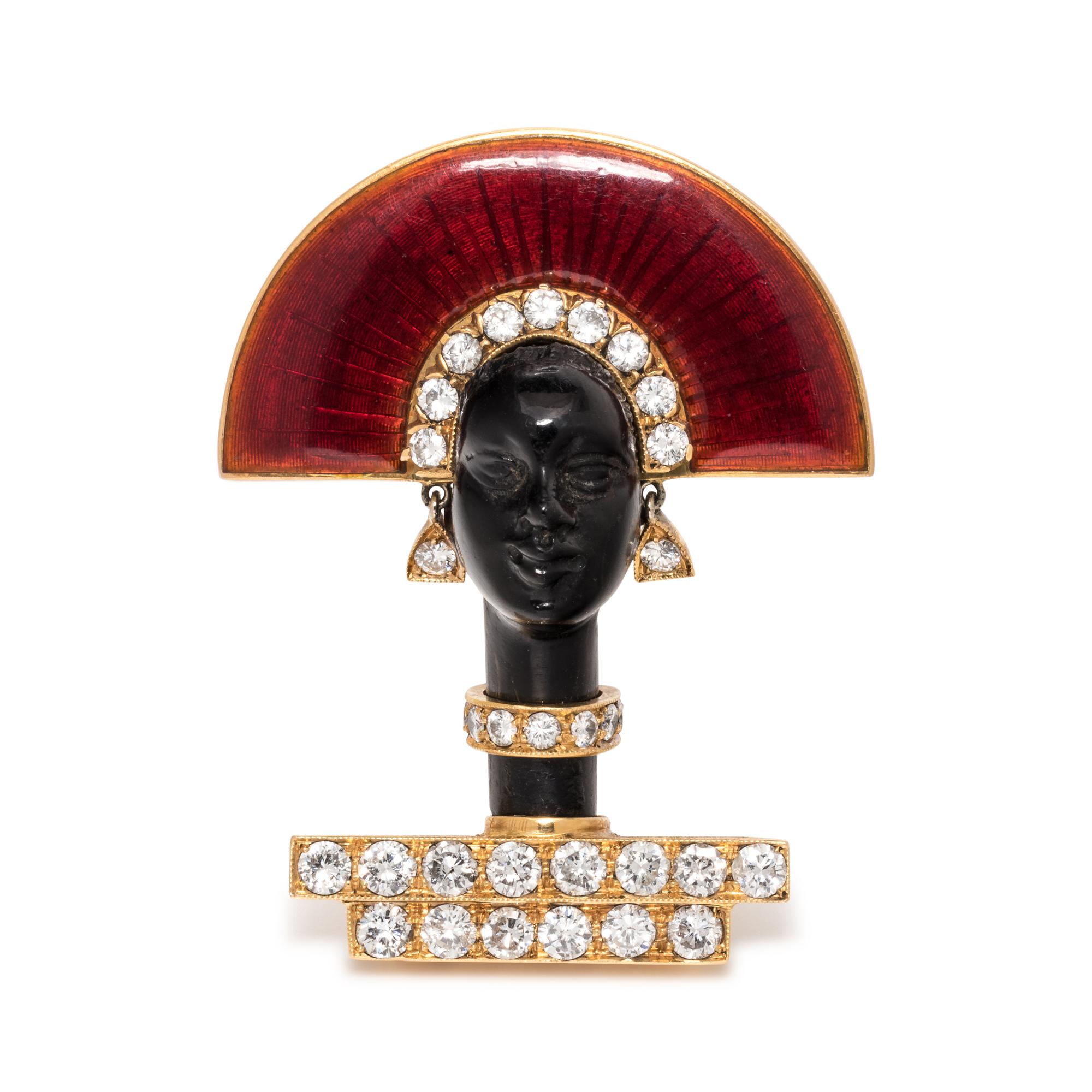 NARDI, ENAMEL AND DIAMOND 'PRINCESS TURANDOT' BROOCH