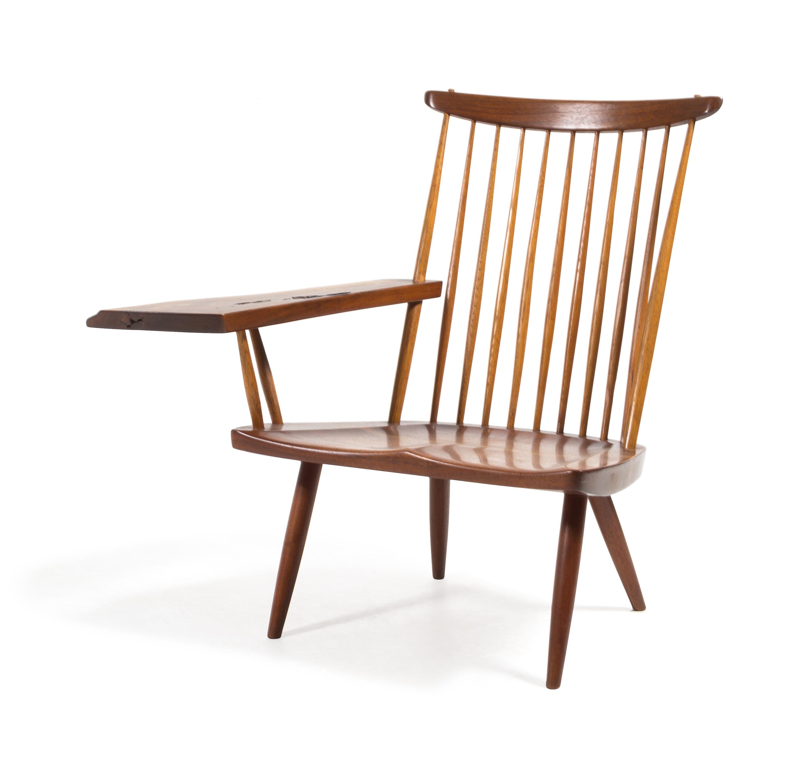 George Nakashima, (Japanese/American, 1905-1990), lounge chair with free edge arm, 1984
