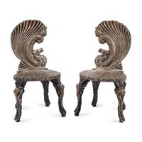 A Pair of Venetian "Grotto" Style Side Chairs