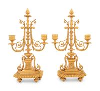 A Pair of French Gilt Bronze Two-Light Candelabra