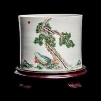 A Chinese Iron Red Porcelain 'Zhongkui' Brushpot, Bitong