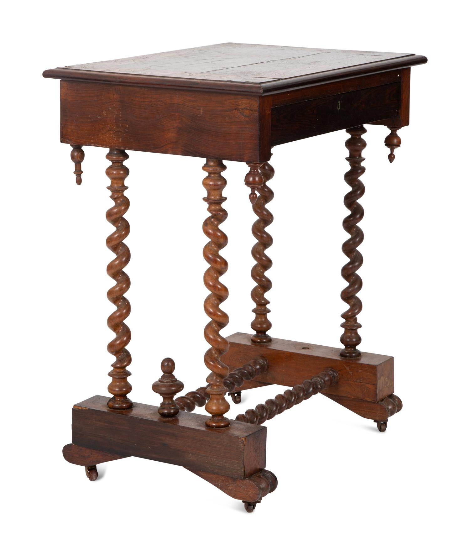 An English Bobbin Turned and Marquetry Side Table