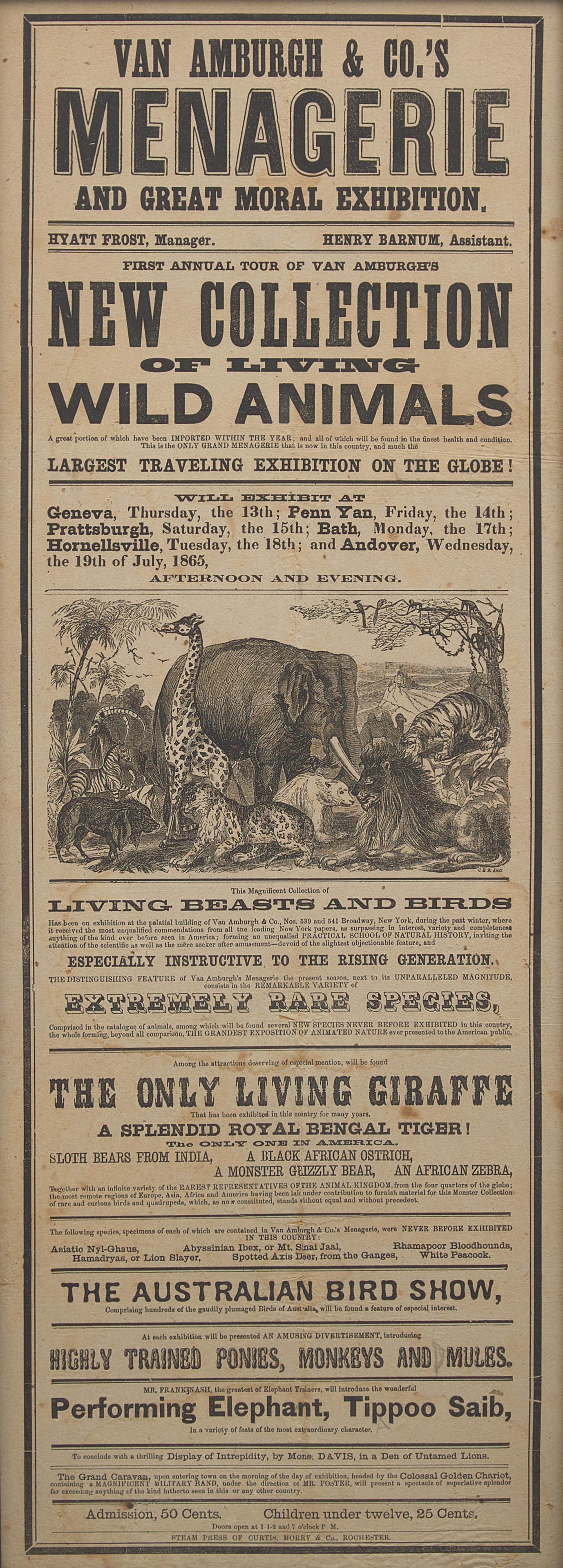 [Circus] [Van Amburgh, Isaac A.] Van Amburgh & Co.'s Menagerie and Great Moral Exhibition