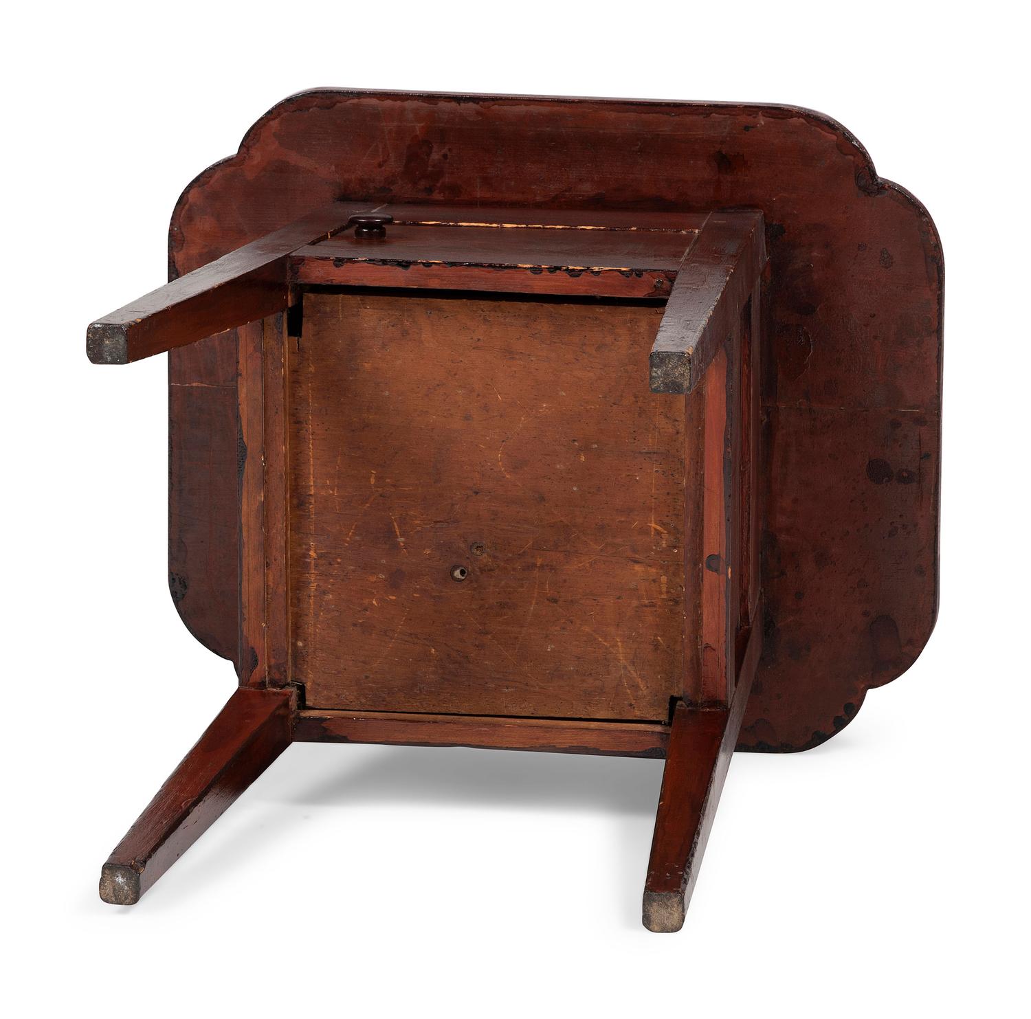 A Country Federal Stained Cherrywood and Pine Shaped Top Work Table