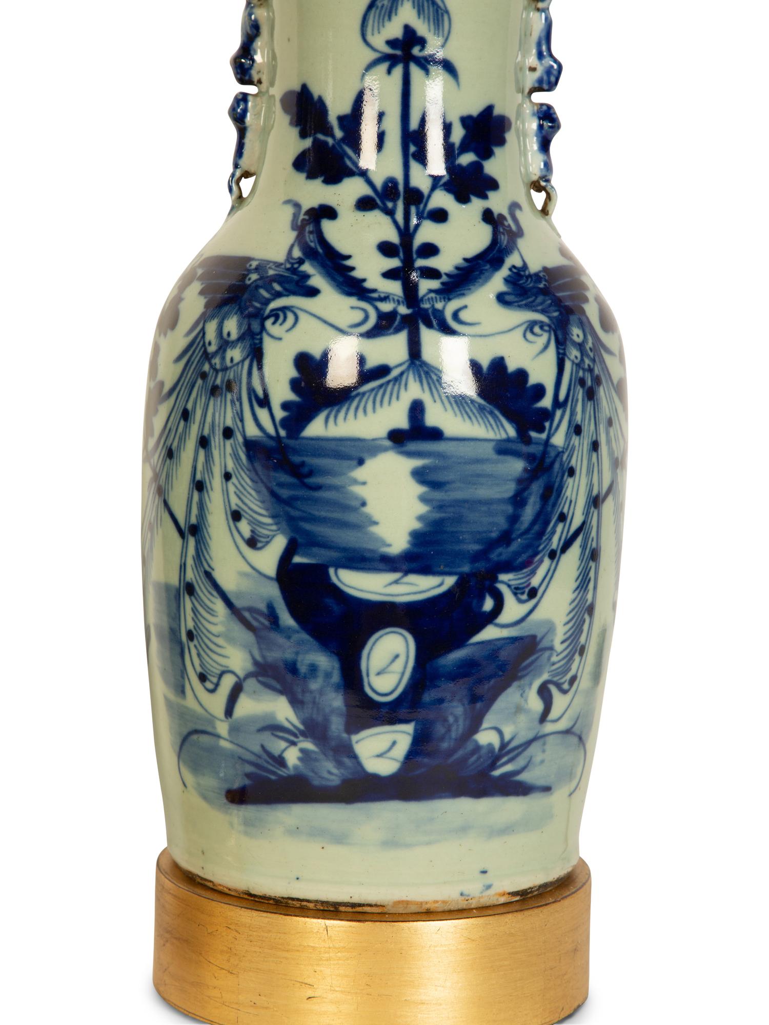 Two Chinese Export Porcelain Vases Mounted as Lamps