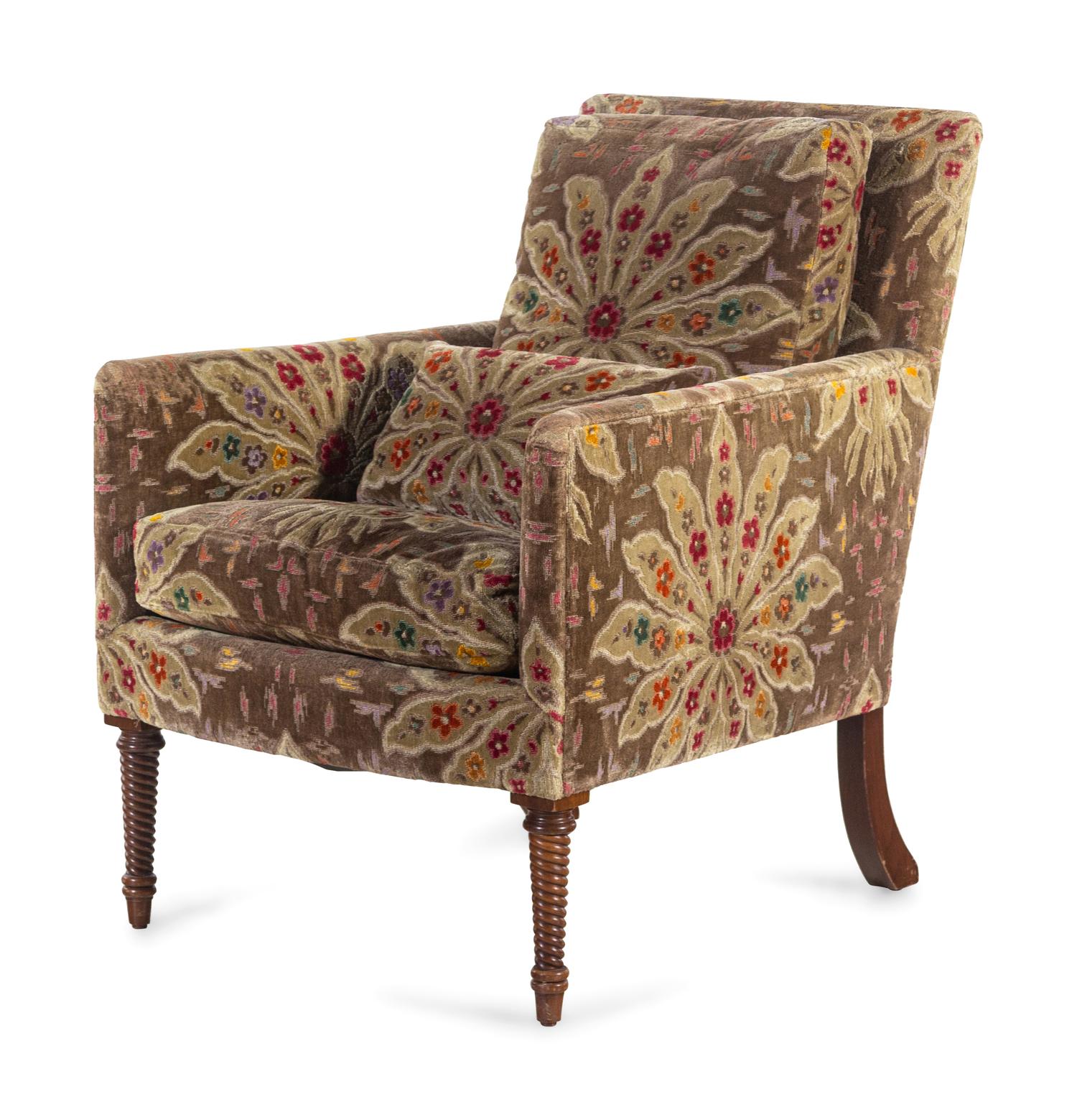 A Clarence House Velvet-Upholstered Armchair