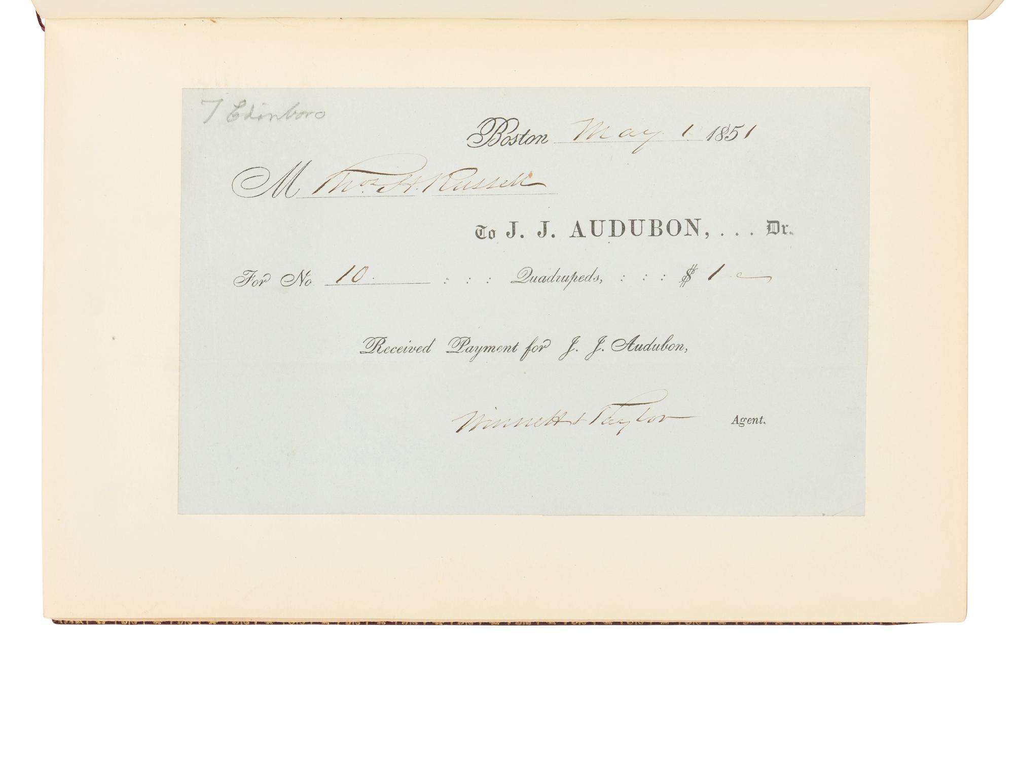 [AMERICANA]. AUDUBON, John James (1785-1851) and John BACHMAN (1790-1874). The Quadrupeds of North America . New York: V.G. Audubon, 1849.