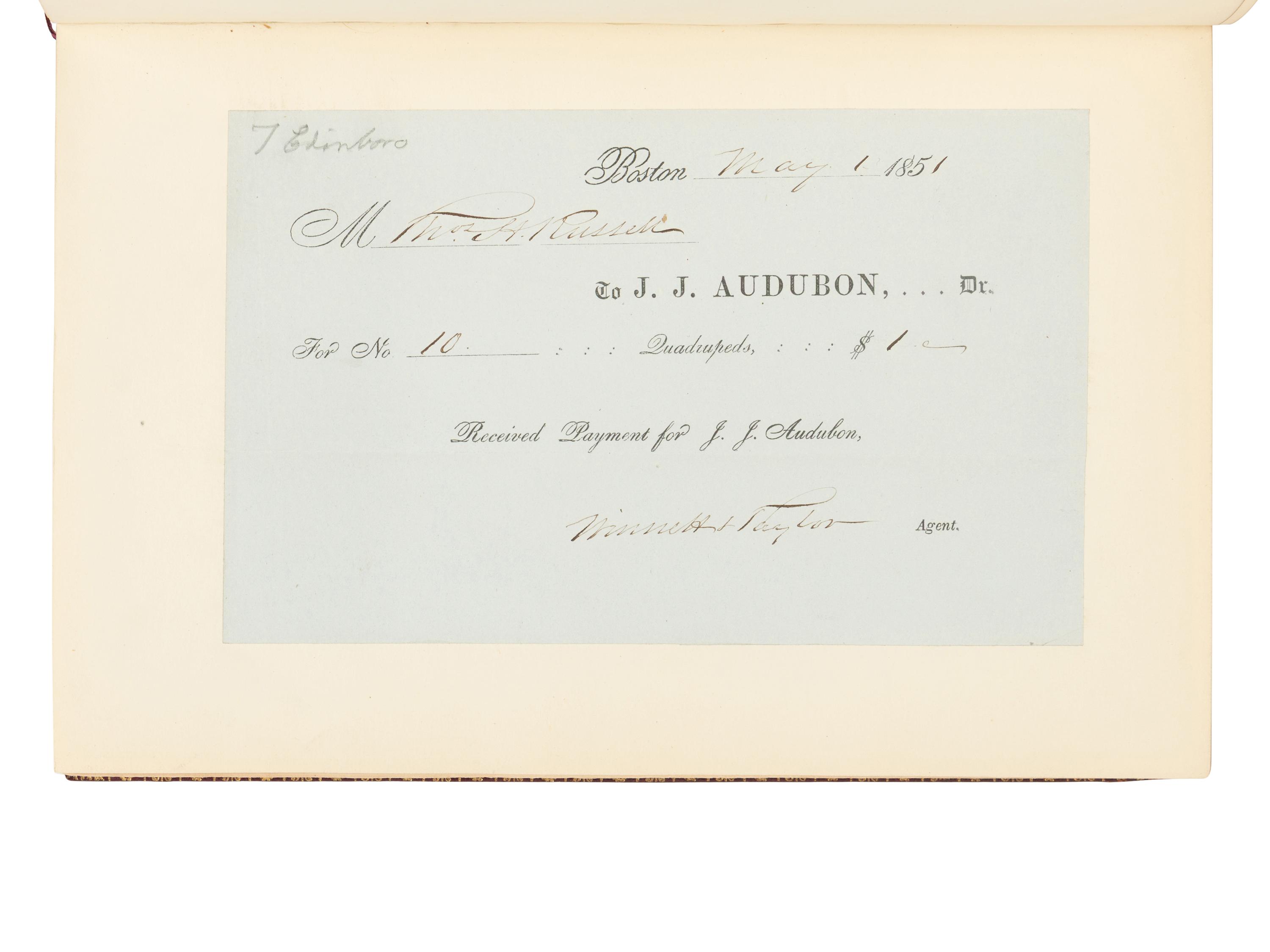 [AMERICANA]. AUDUBON, John James (1785-1851) and John BACHMAN (1790-1874). The Quadrupeds of North America . New York: V.G. Audubon, 1849.