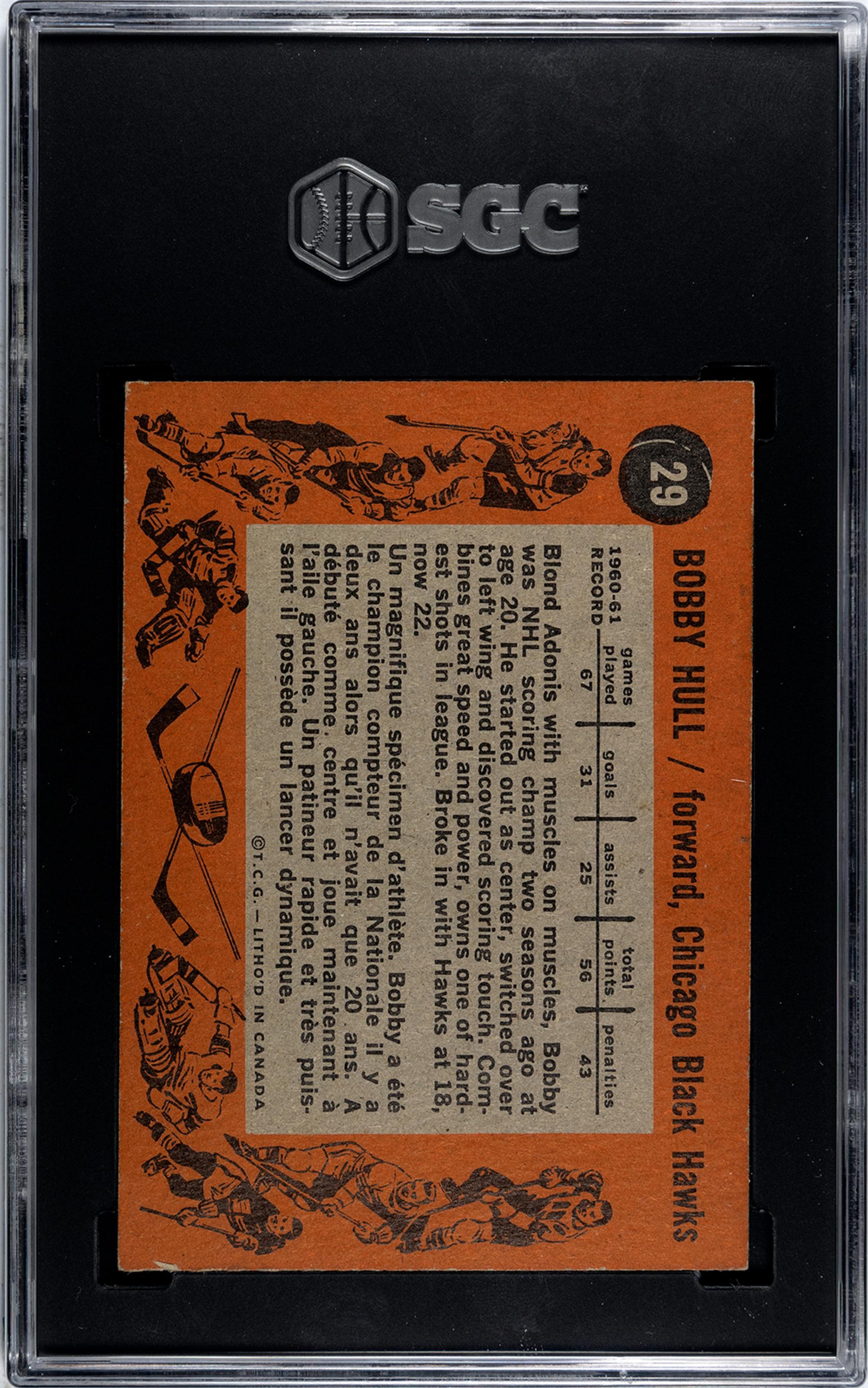 A 1961-62 Topps Bobby Hull Hockey Card No. 29 (SGC 5 EX)