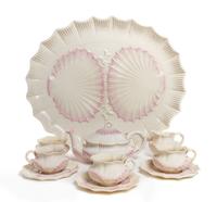 A Belleek Victoria Tea Service, Width of tray 17 inches.