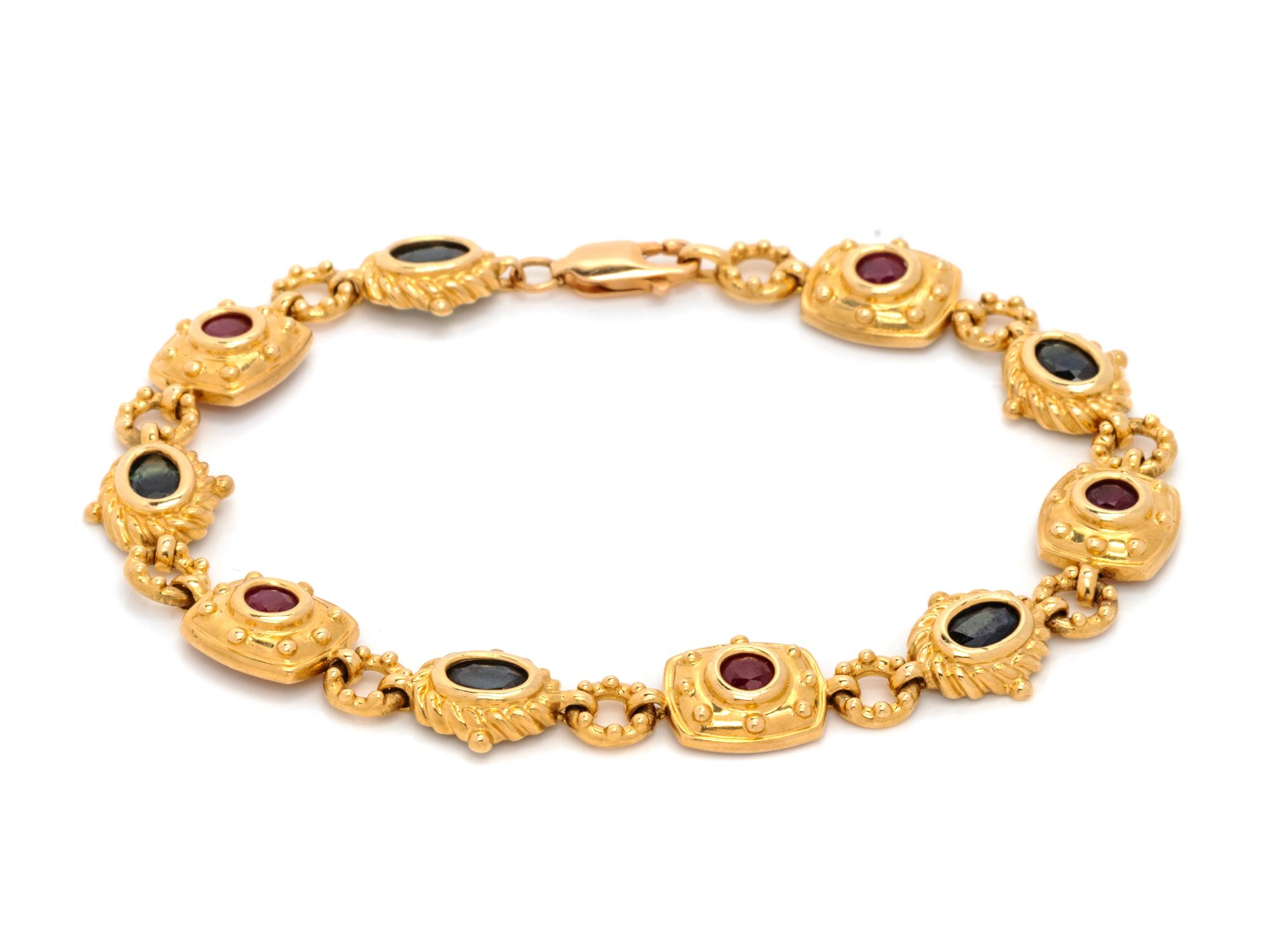 YELLOW GOLD, SAPPHIRE AND RUBY BRACELET