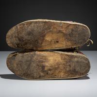Northern Cheyenne / Arapaho Beaded Moccasins, with Recycled Buffalo Parfleche Soles