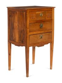 A French Neoclassical Fruitwood Marble-Top Small Commode