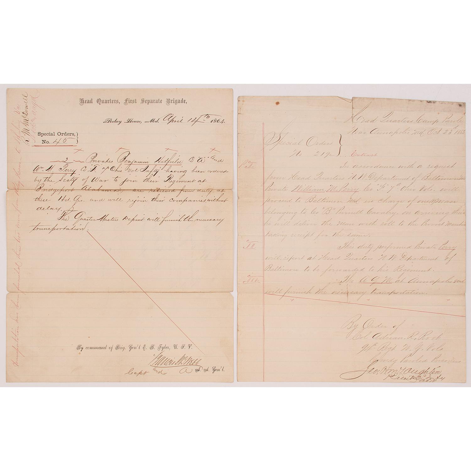 [CIVIL WAR]. Archive of William M. Perry, Ohio 7th Volunteer Infantry.
