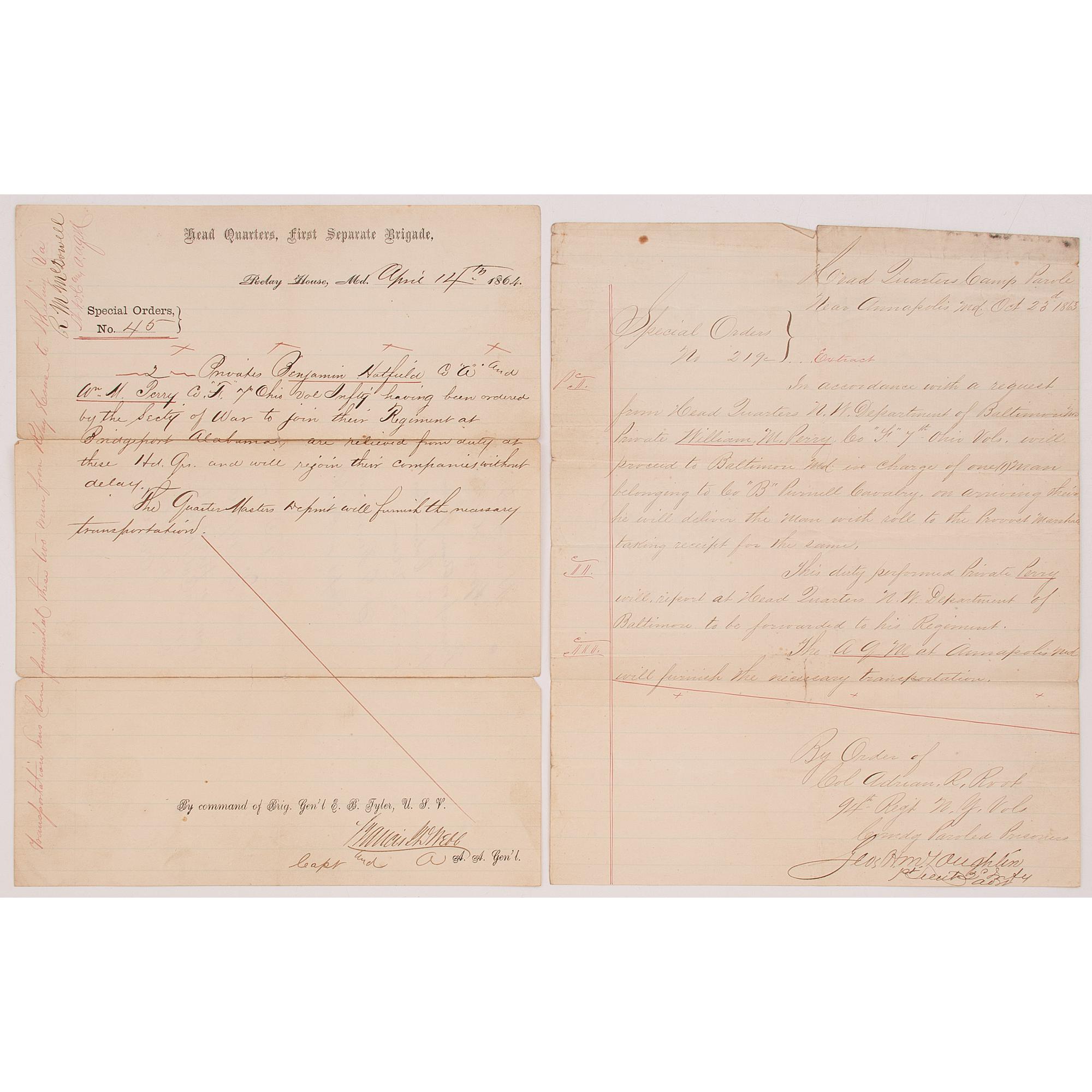 [CIVIL WAR]. Archive of William M. Perry, Ohio 7th Volunteer Infantry.