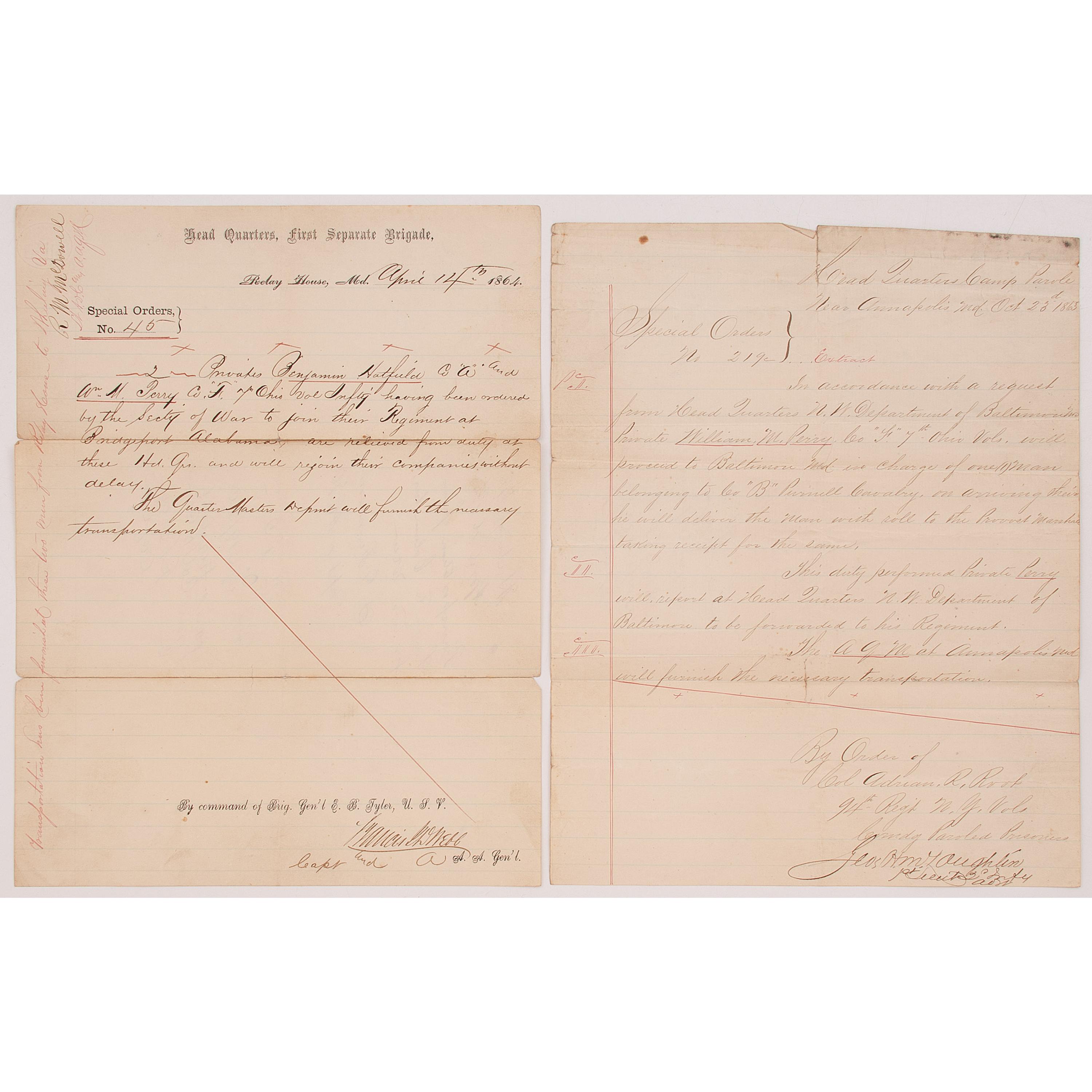 [CIVIL WAR]. Archive of William M. Perry, Ohio 7th Volunteer Infantry.