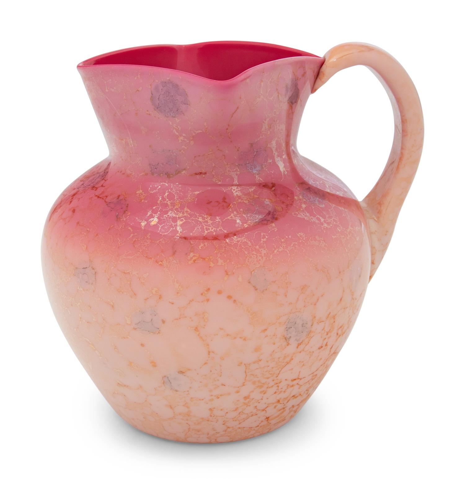 A New England Wild Rose Agata Glass Water Pitcher