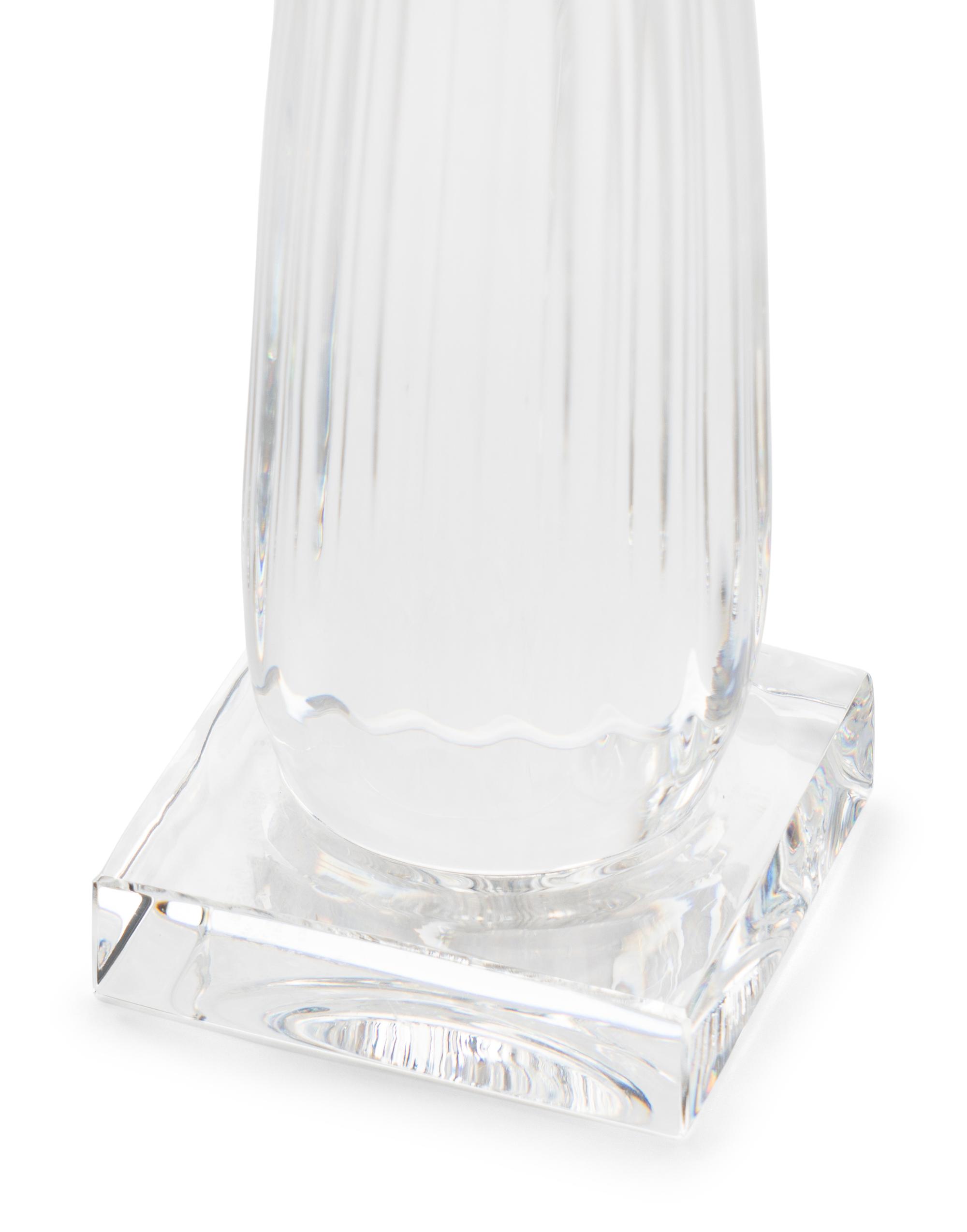 A Steuben Glass and 18 Karat Gold Column of the Owl Sculpture
