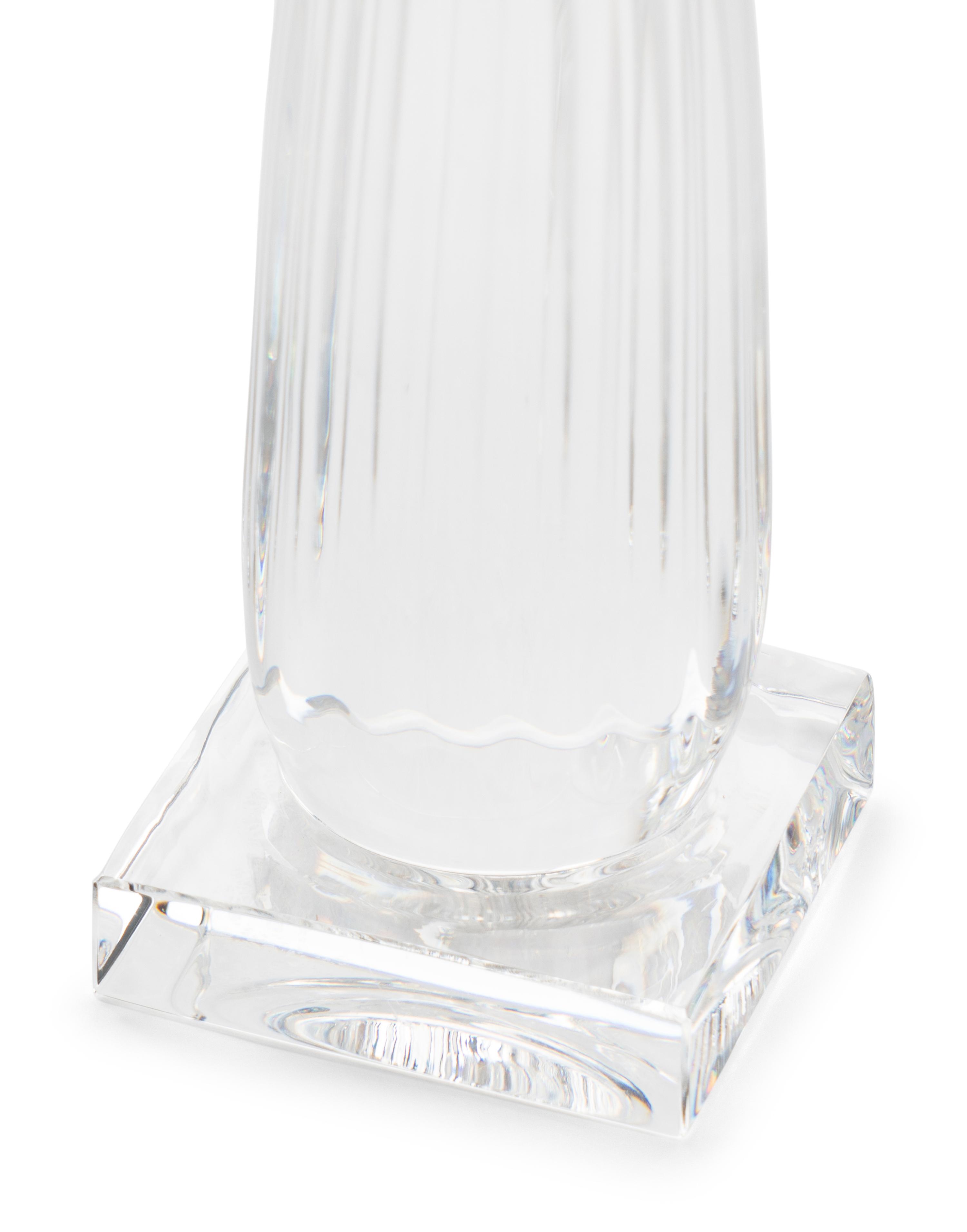 A Steuben Glass and 18 Karat Gold Column of the Owl Sculpture