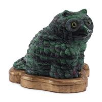 A Continental Carved Ruby Zoisite Model of an Owl