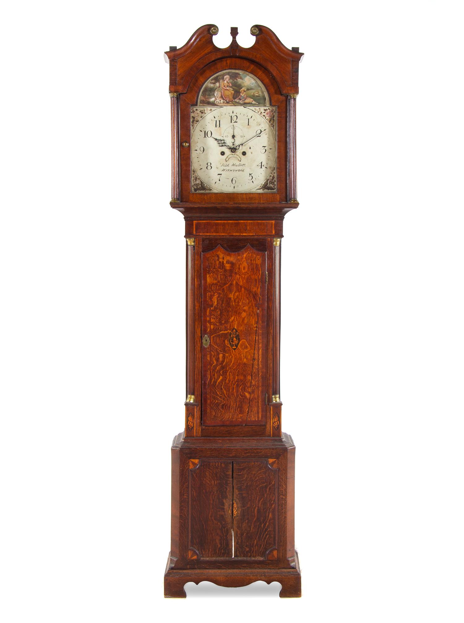 A George III Oak and Mahogany Tall Case Clock