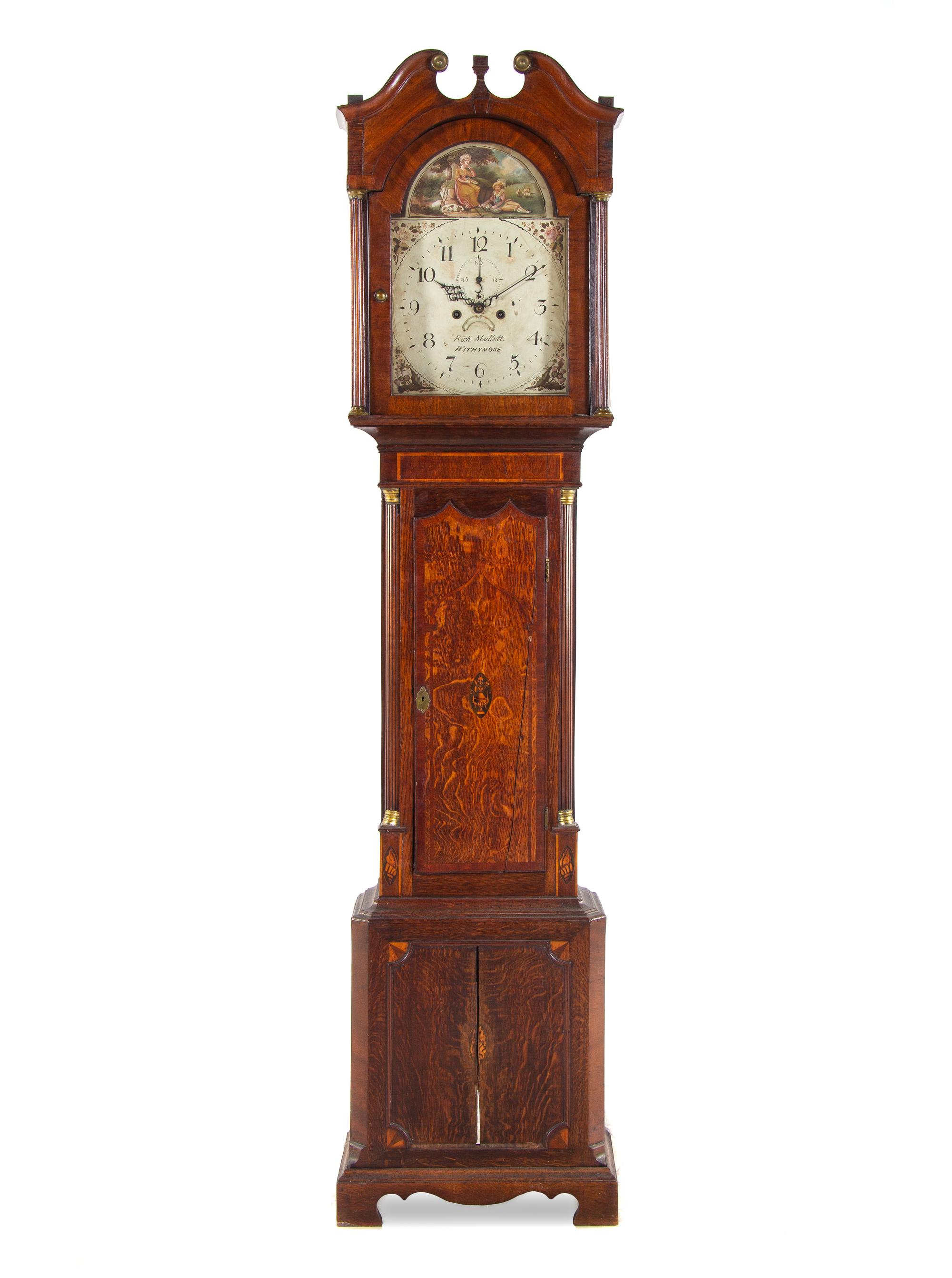 A George III Oak and Mahogany Tall Case Clock