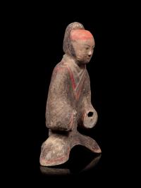 A Chinese Painted Pottery Equestrian Figure