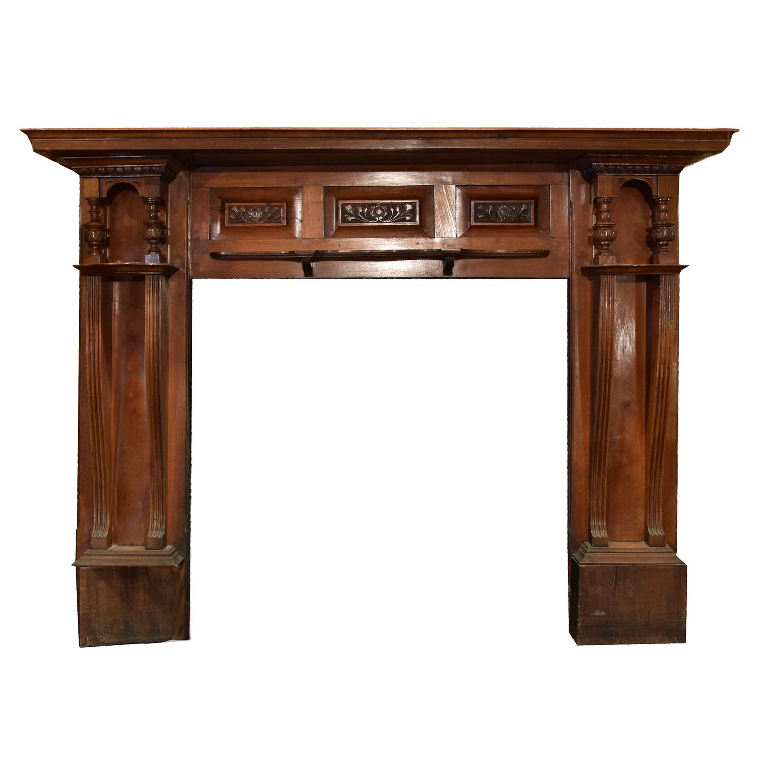 A Heavily Carved Mahogany Half Mantel 70" W x 12" D x 53.5" H — England, Circa 1880