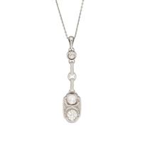 Antique, Twin Diamond and Platinum Pendant Necklace