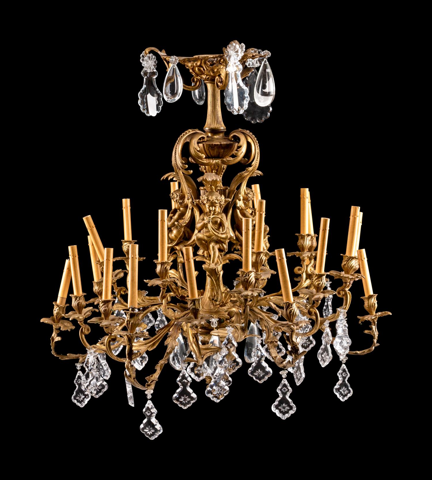 A Louis XV Style Gilt-Bronze and Glass Twenty-Four-Light Chandelier — 19TH CENTURY