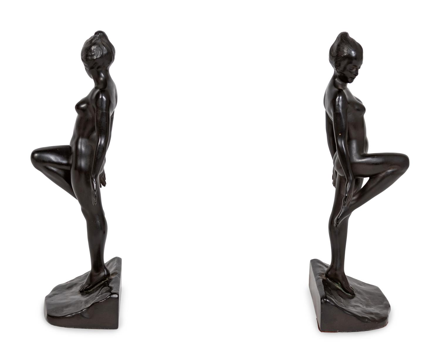 A Pair of Cast Metal Figural Bookends