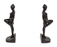 A Pair of Cast Metal Figural Bookends
