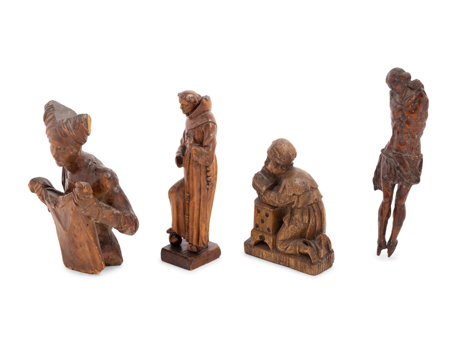 Four Continental Carved Santo Figures