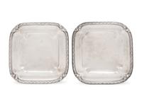 A Pair of French Silver Square Dishes