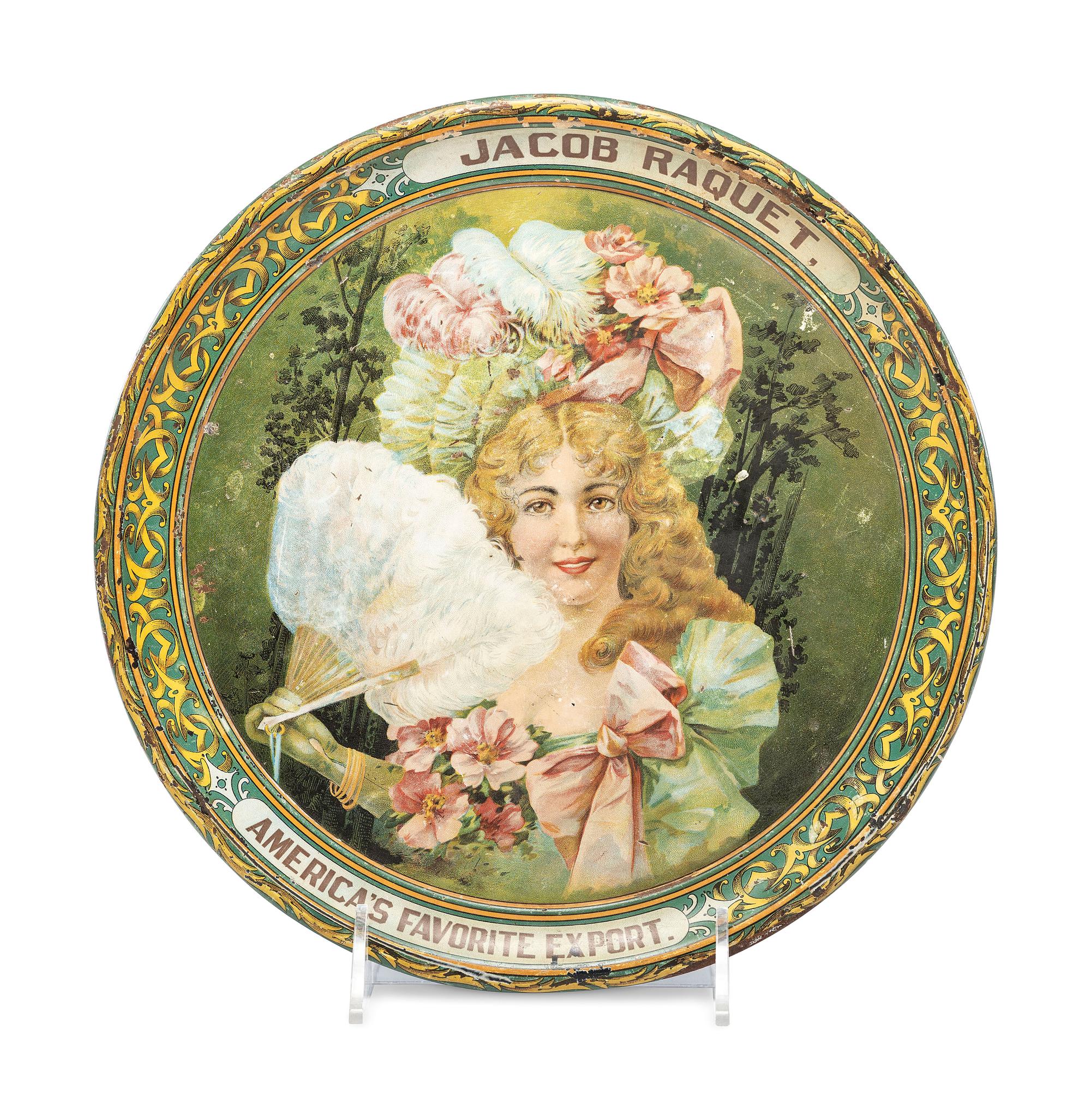 A Jacob Raquet Brewery Tin Lithograph Advertising Tray
