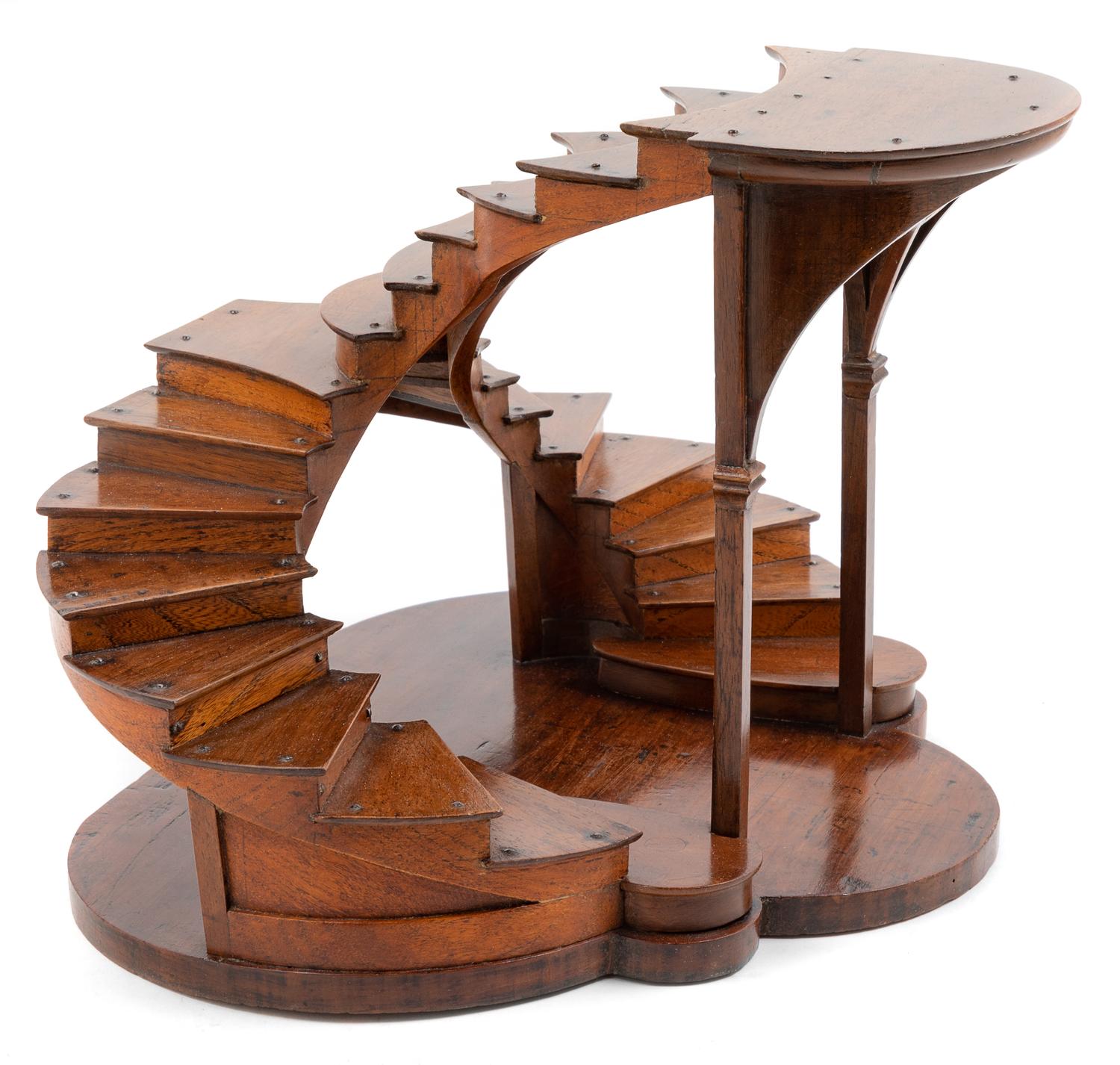 An English Mahogany Staircase Model Height 9 5/8 x width 13 3/4 x depth 11 1/2 inches. — LATE 19TH CENTURY