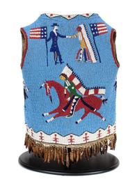 Cheyenne River Sioux Child's Beaded Buffalo Hide Vest