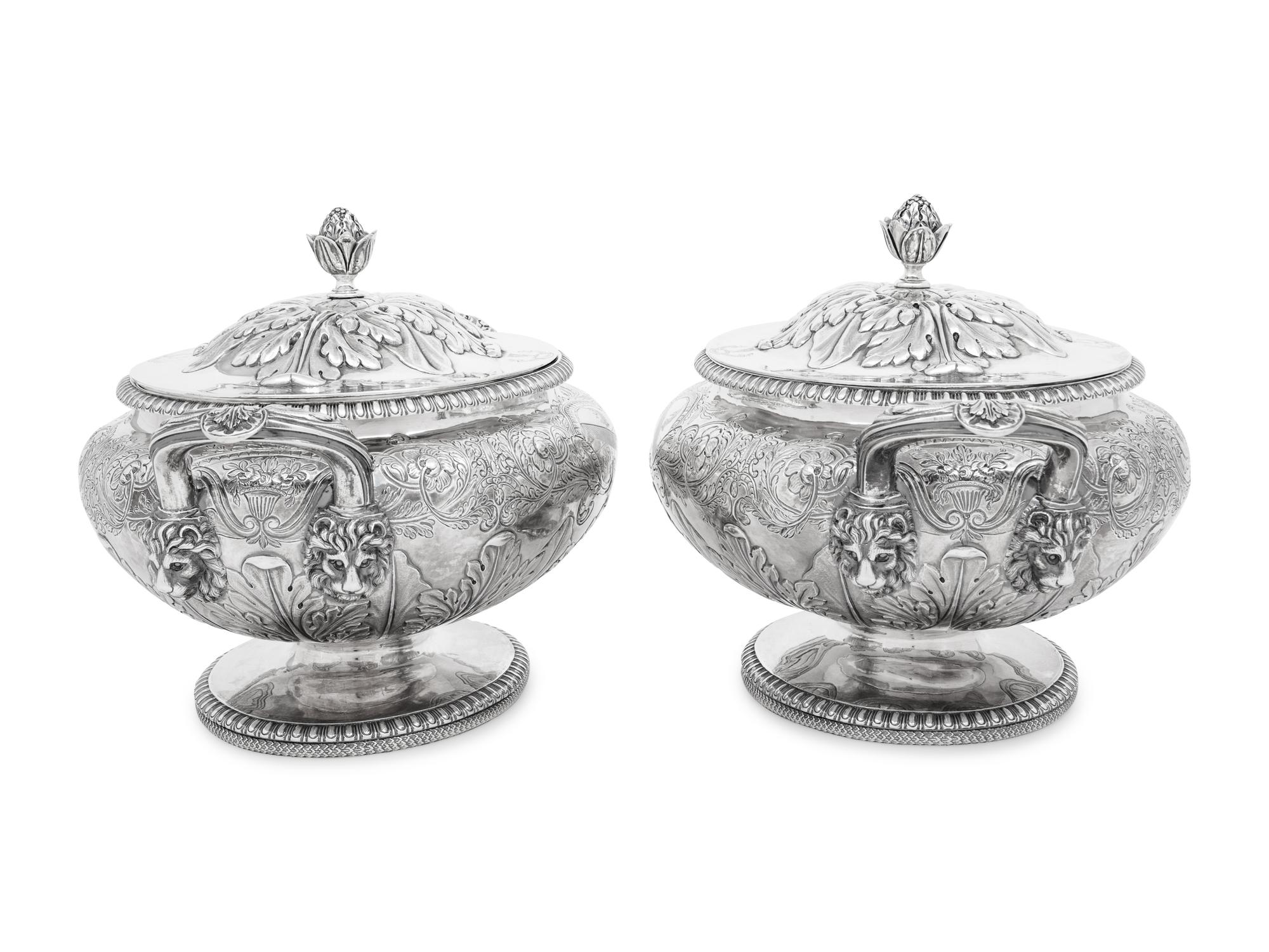 A Pair of Scottish George III Silver Covered Tureens