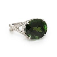 Green Tourmaline, Diamond, and White Gold Ring