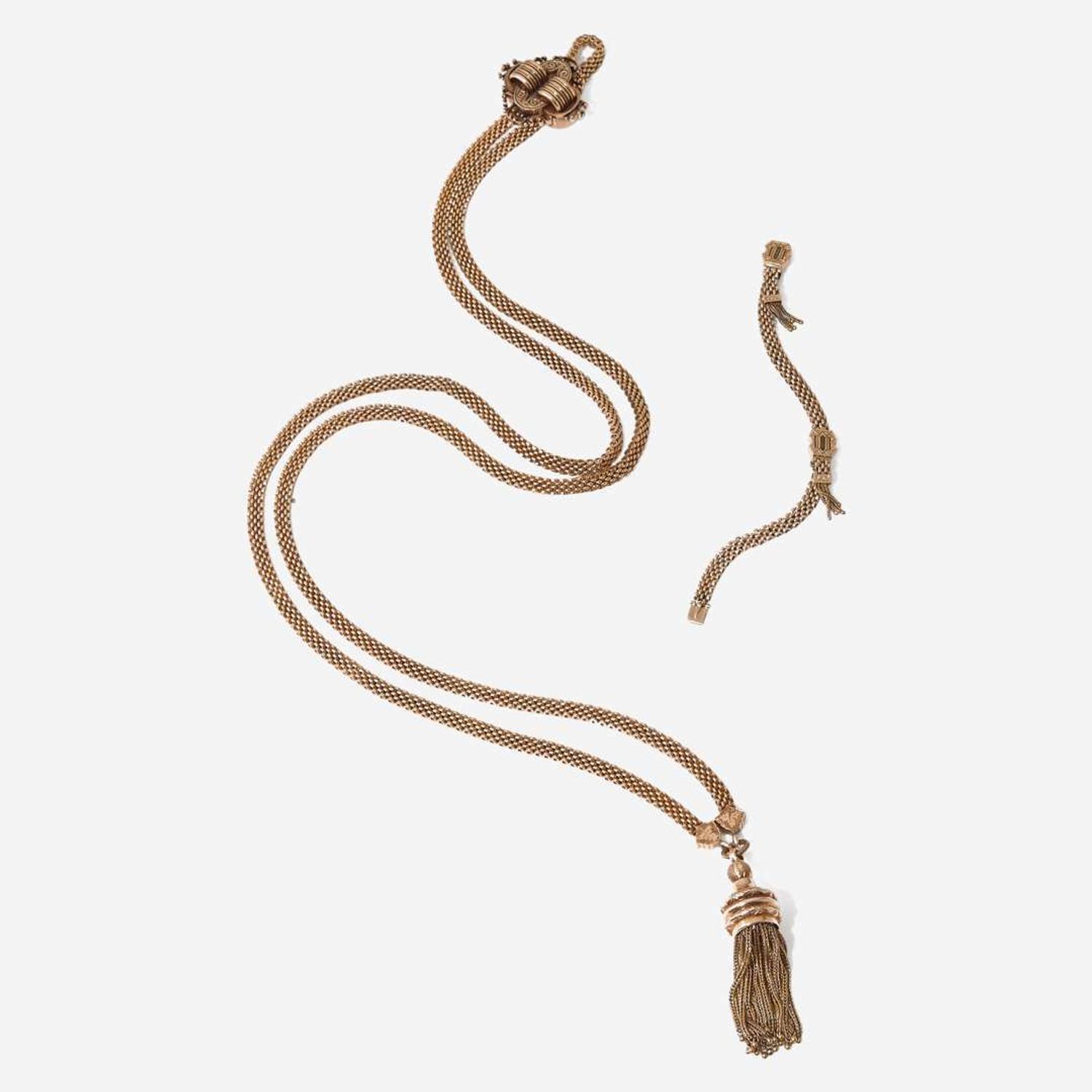 A Matching Set of 14K Yellow Gold Victorian Necklace and Bracelet