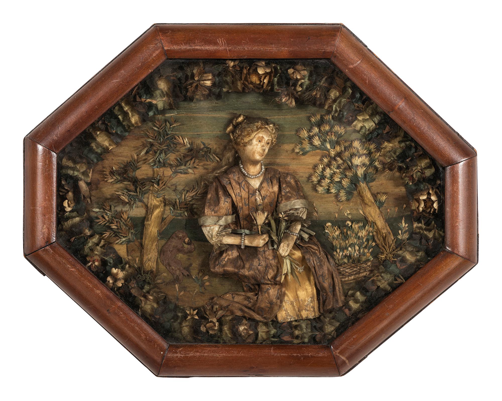 An English Corn Diorama and a Mixed Media Needlework Portrait