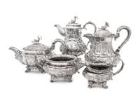 An Assembled George IV Silver Five-Piece Tea and Coffee Service