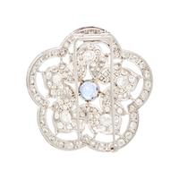 PLATINUM, DIAMOND, AND SAPPHIRE BROOCH