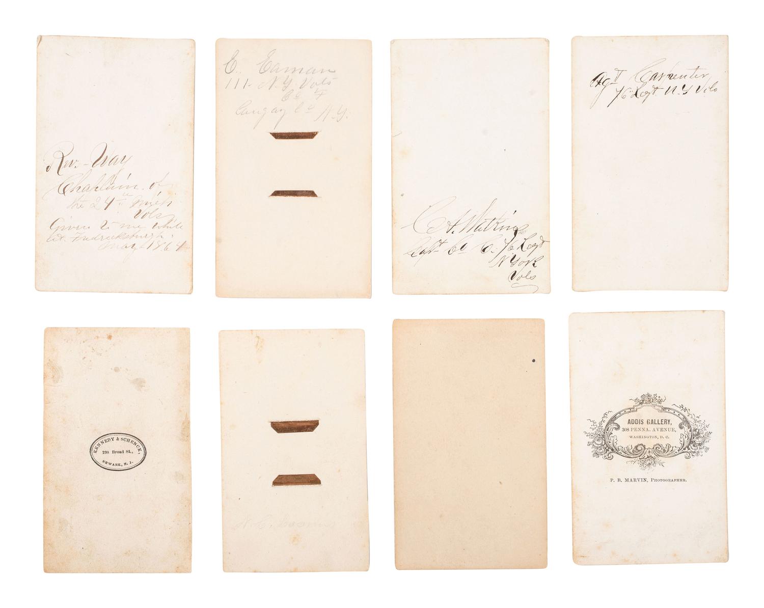 [CIVIL WAR]. CDV album presented to William V. Hopkins, Company K, 76th New York Regiment, WIA Gettysburg, containing images of identified soldiers from New York and Michigan.