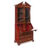 A George III Red-Japanned Bureau Bookcase